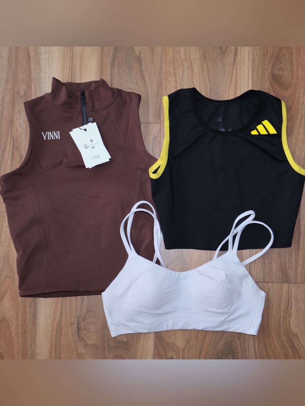 Bundle of 3 Activewear Tops: Adidas, Lululemon & VINNI (Size S)